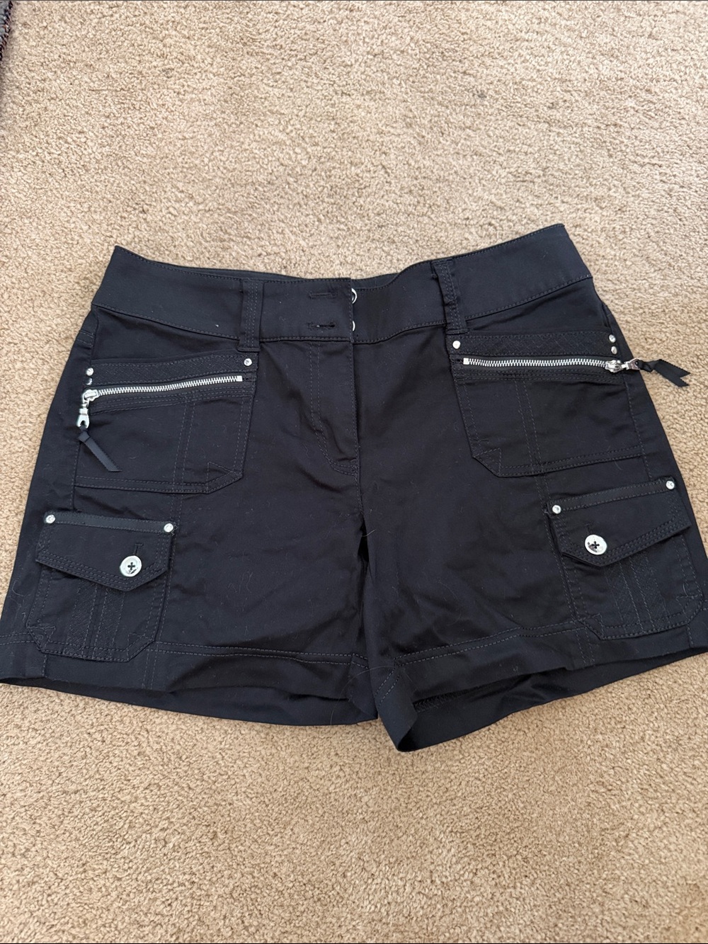 White House Black Market Black Women's Cargo Zip-Pocket Shorts